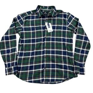 NEW Wind River Flannel Shirt Mens Medium Green Blue Plaid Button Down